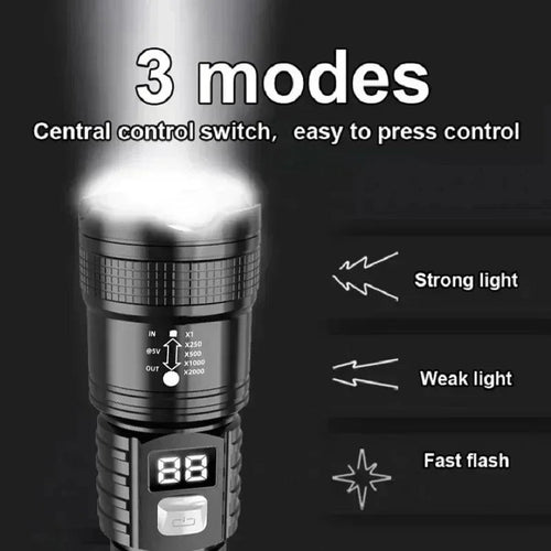 100000LM Super Bright Flashlight Rechargeable LED Torch Long Range Tactical Lamp for Outdoor Waterproof Camping Fishing Lantern - LeeHT
