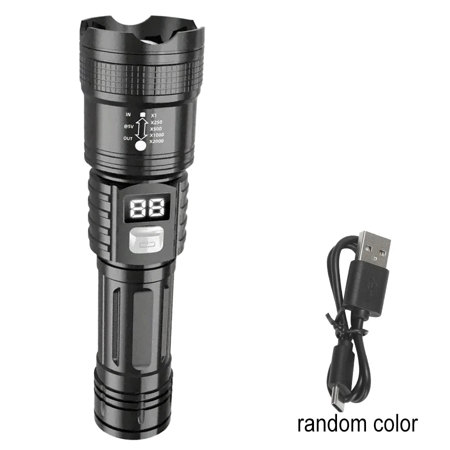 100000LM Super Bright Flashlight Rechargeable LED Torch Long Range Tactical Lamp for Outdoor Waterproof Camping Fishing Lantern - LeeHT