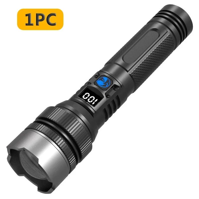 100000LM Super Bright Flashlight Rechargeable LED Torch Long Range Tactical Lamp for Outdoor Waterproof Camping Fishing Lantern - LeeHT