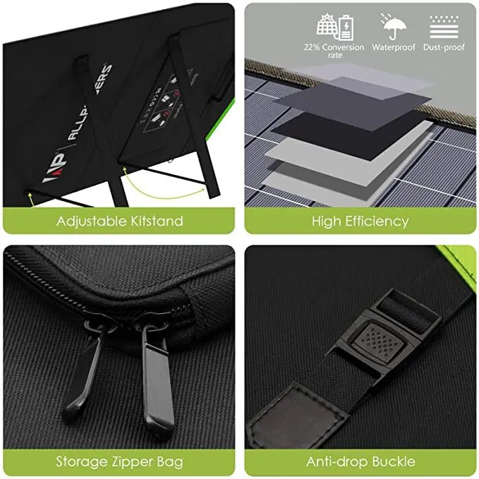 140W Portable Solar Panel Charger for Laptop Cellphone, Waterproof IP65 Foldable Solar Panel with DC and USB Output - LeeHT
