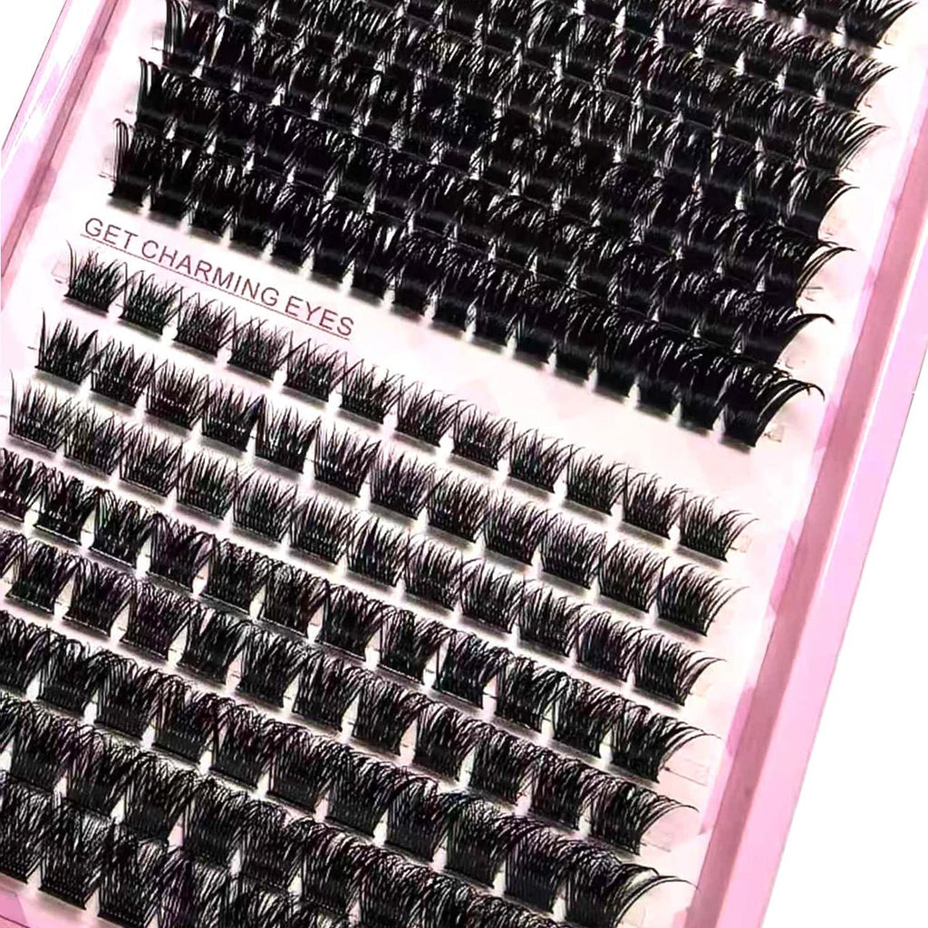 15Rows Lash Clusters Spikes Eyelash Extensions Spiky Lashes Extension Thick Individual Cluster Lashes with Spikes&Bottom Lashes - LeeHT