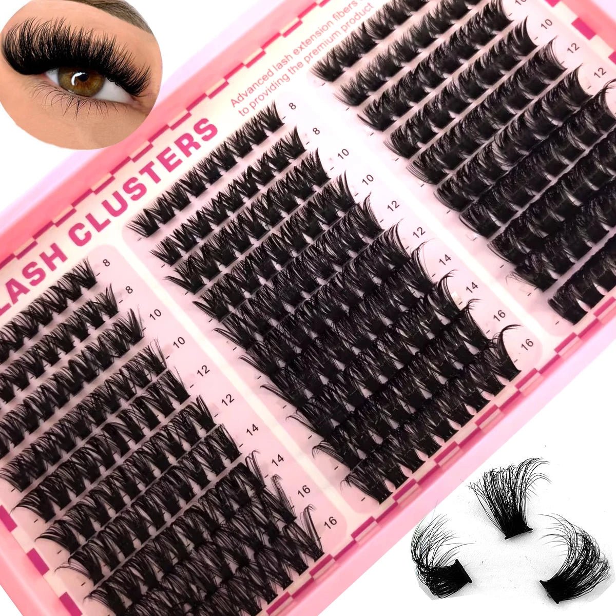 15Rows Lash Clusters Spikes Eyelash Extensions Spiky Lashes Extension Thick Individual Cluster Lashes with Spikes&Bottom Lashes - LeeHT