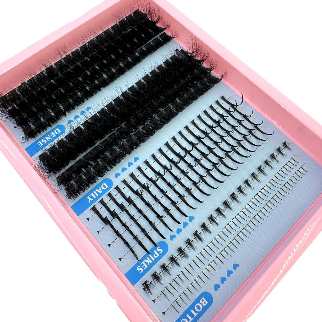 15Rows Lash Clusters Spikes Eyelash Extensions Spiky Lashes Extension Thick Individual Cluster Lashes with Spikes&Bottom Lashes - LeeHT