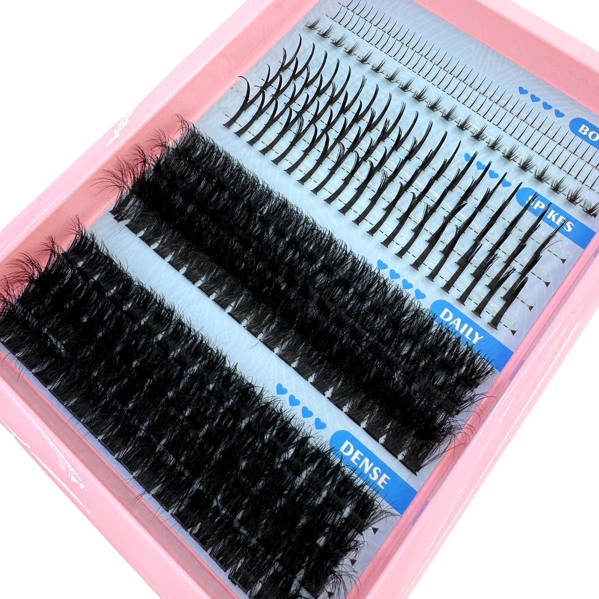 15Rows Lash Clusters Spikes Eyelash Extensions Spiky Lashes Extension Thick Individual Cluster Lashes with Spikes&Bottom Lashes - LeeHT