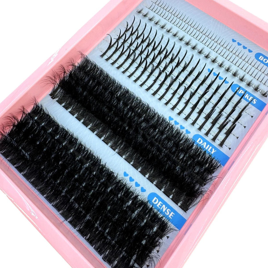 15Rows Lash Clusters Spikes Eyelash Extensions Spiky Lashes Extension Thick Individual Cluster Lashes with Spikes&Bottom Lashes - LeeHT