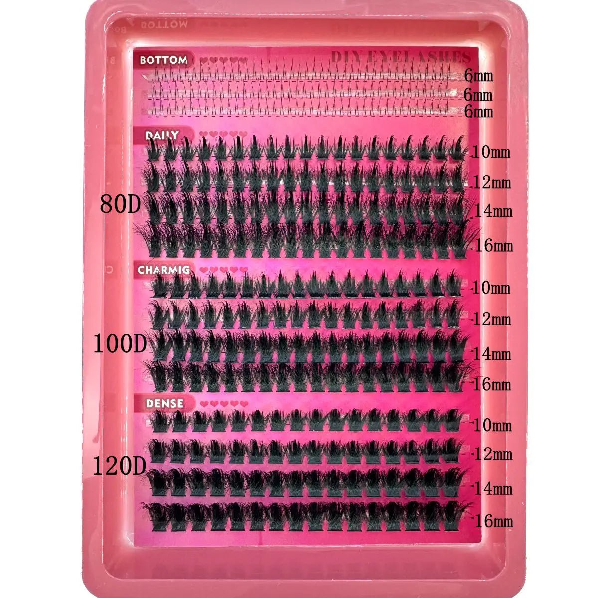 15Rows Lash Clusters Spikes Eyelash Extensions Spiky Lashes Extension Thick Individual Cluster Lashes with Spikes&Bottom Lashes - LeeHT