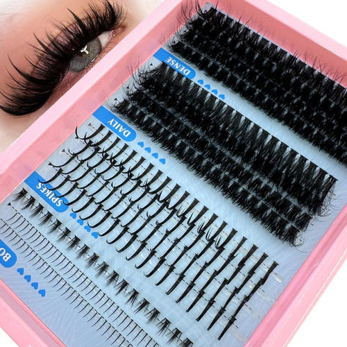 15Rows Lash Clusters Spikes Eyelash Extensions Spiky Lashes Extension Thick Individual Cluster Lashes with Spikes&Bottom Lashes - LeeHT