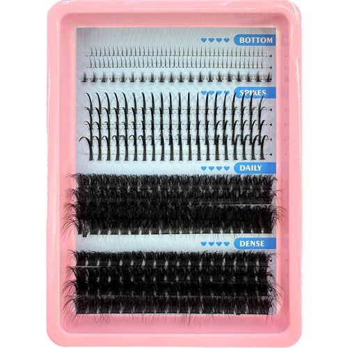 15Rows Lash Clusters Spikes Eyelash Extensions Spiky Lashes Extension Thick Individual Cluster Lashes with Spikes&Bottom Lashes - LeeHT