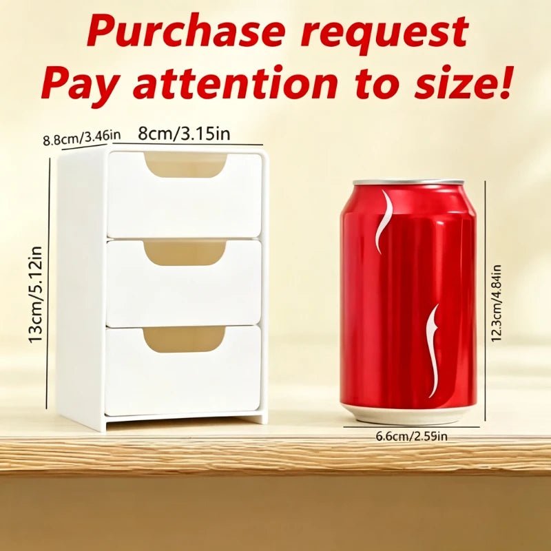 1pc 3-Tier Desktop Organizer with Drawers, Plastic Storage Box for Stationery/School/Office Supplies - LeeHT