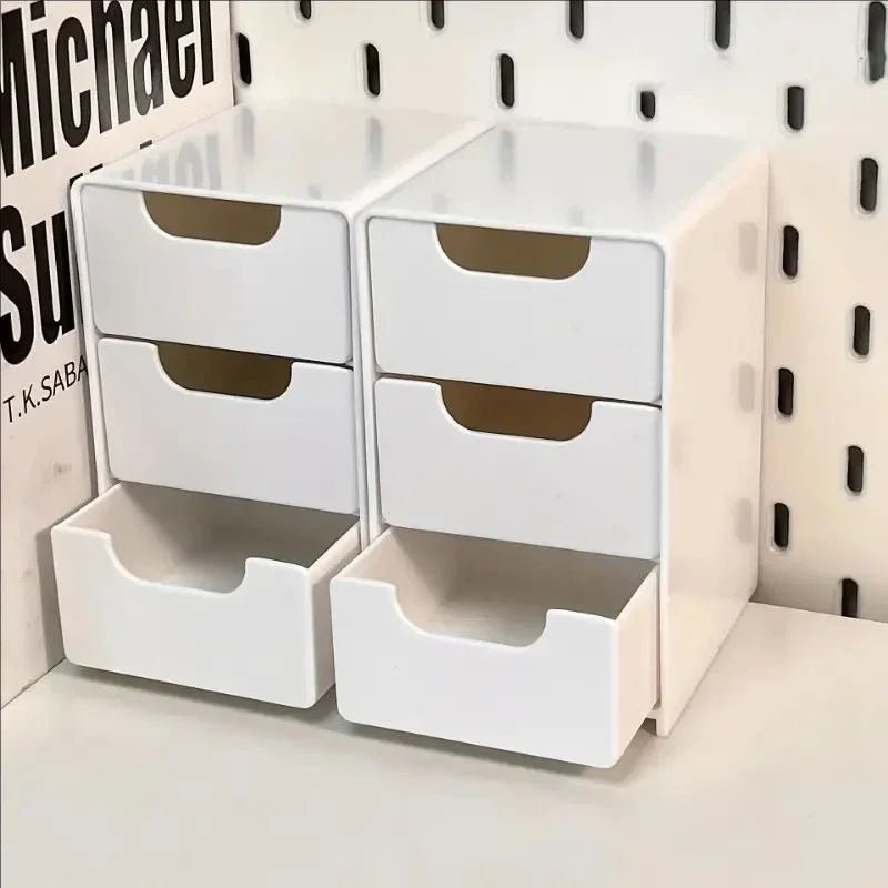 1pc 3-Tier Desktop Organizer with Drawers, Plastic Storage Box for Stationery/School/Office Supplies - LeeHT
