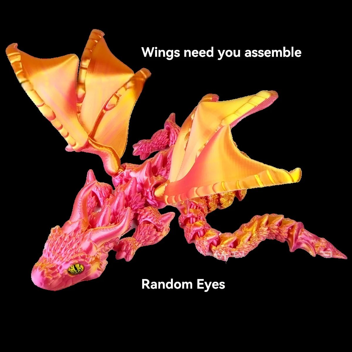 1pc 3D Printed Winged Carriage Dragon Figurine With Random Eyes, Art Deco Resin Dragon Sculpture, Tabletop Animal Theme Decor - LeeHT