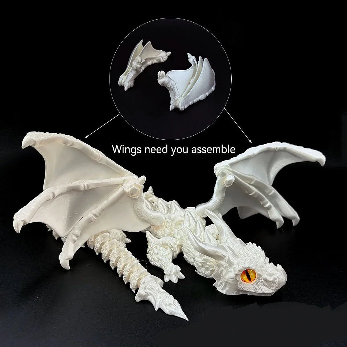1pc 3D Printed Winged Carriage Dragon Figurine With Random Eyes, Art Deco Resin Dragon Sculpture, Tabletop Animal Theme Decor - LeeHT