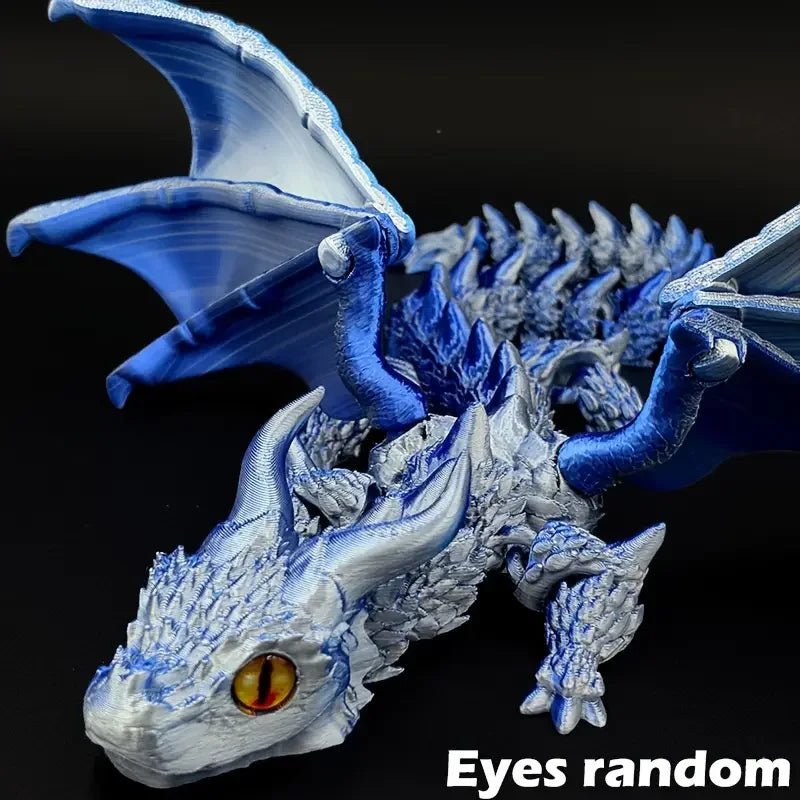 1pc 3D Printed Winged Carriage Dragon Figurine With Random Eyes, Art Deco Resin Dragon Sculpture, Tabletop Animal Theme Decor - LeeHT