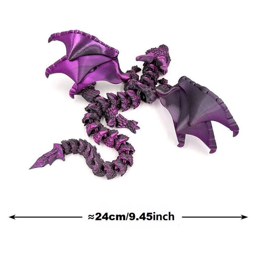 1pc 3D Printed Winged Carriage Dragon Figurine With Random Eyes, Art Deco Resin Dragon Sculpture, Tabletop Animal Theme Decor - LeeHT