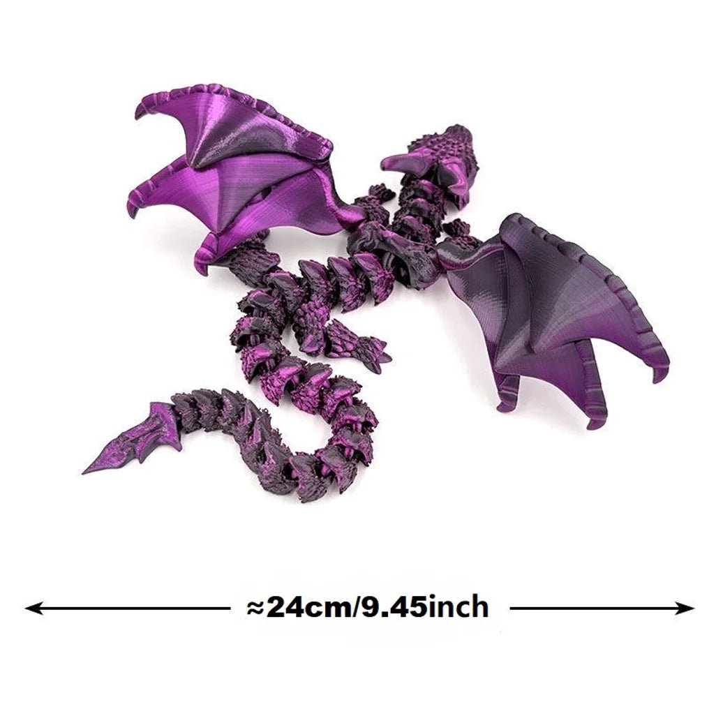 1pc 3D Printed Winged Carriage Dragon Figurine With Random Eyes, Art Deco Resin Dragon Sculpture, Tabletop Animal Theme Decor - LeeHT
