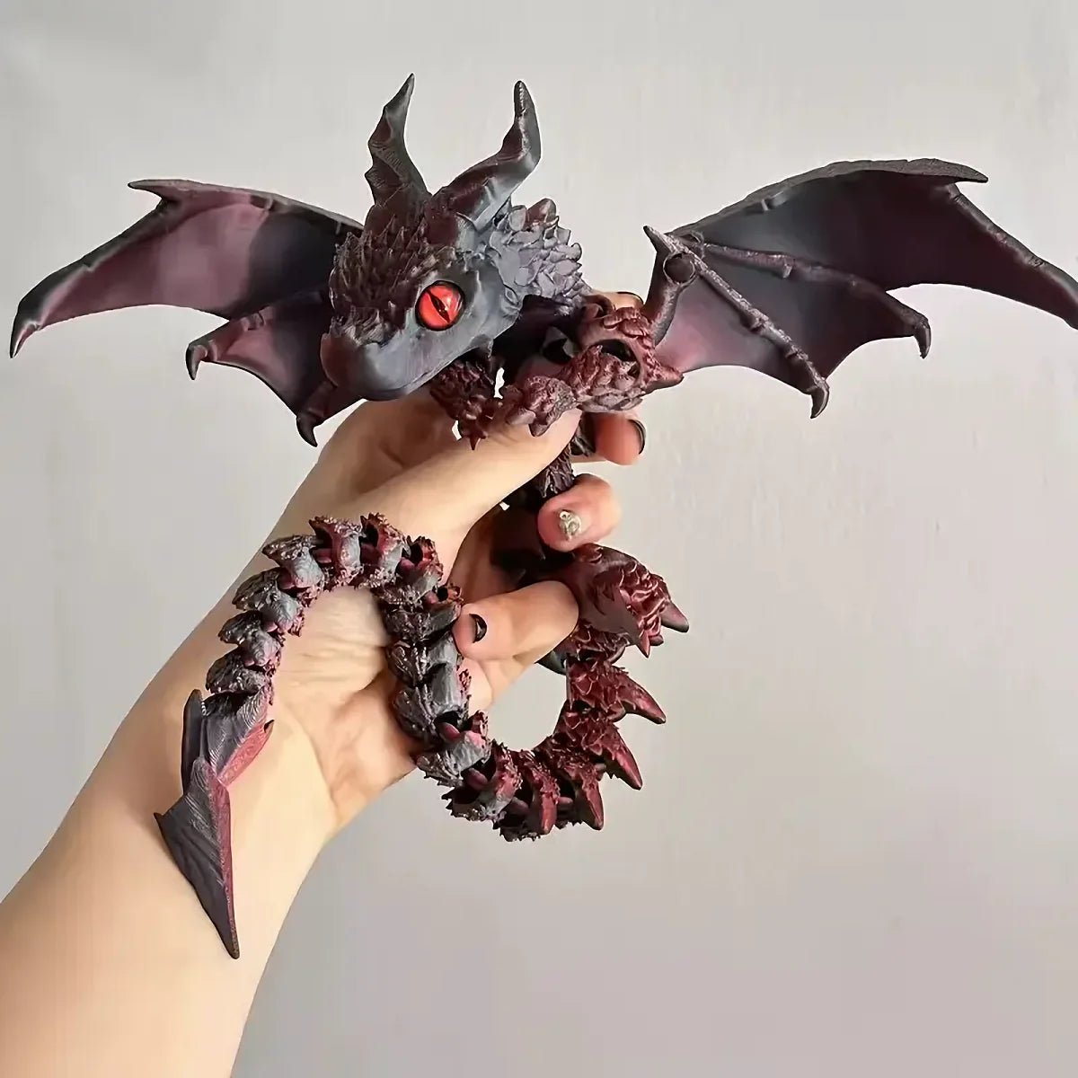 1pc 3D Printed Winged Carriage Dragon Figurine With Random Eyes, Art Deco Resin Dragon Sculpture, Tabletop Animal Theme Decor - LeeHT