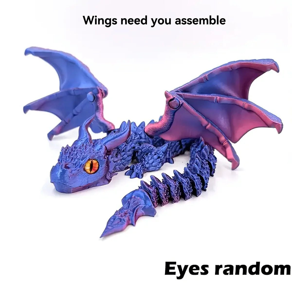 1pc 3D Printed Winged Carriage Dragon Figurine With Random Eyes, Art Deco Resin Dragon Sculpture, Tabletop Animal Theme Decor - LeeHT