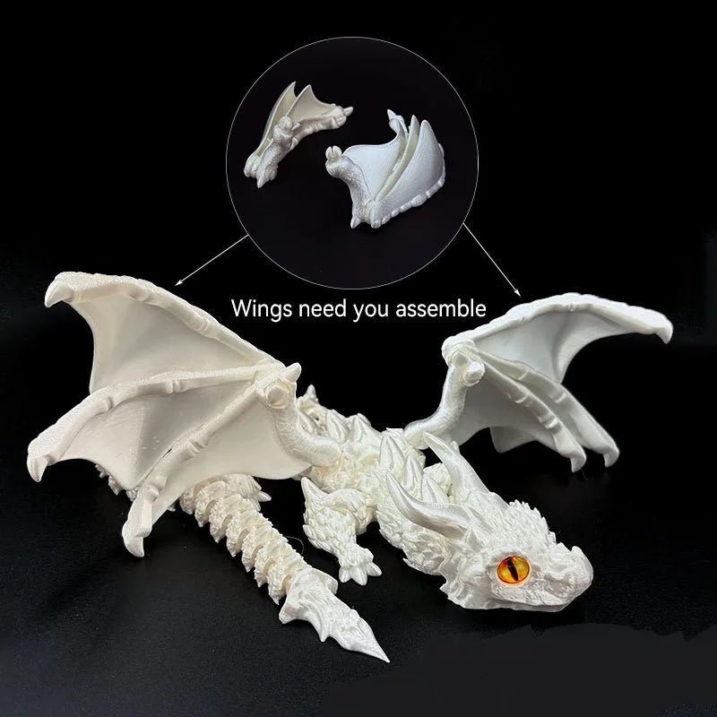 1pc 3D Printed Winged Carriage Dragon Figurine With Random Eyes, Art Deco Resin Dragon Sculpture, Tabletop Animal Theme Decor - LeeHT