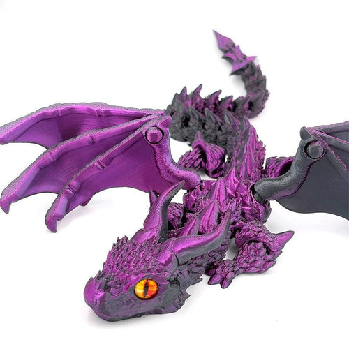 1pc 3D Printed Winged Carriage Dragon Figurine With Random Eyes, Art Deco Resin Dragon Sculpture, Tabletop Animal Theme Decor - LeeHT