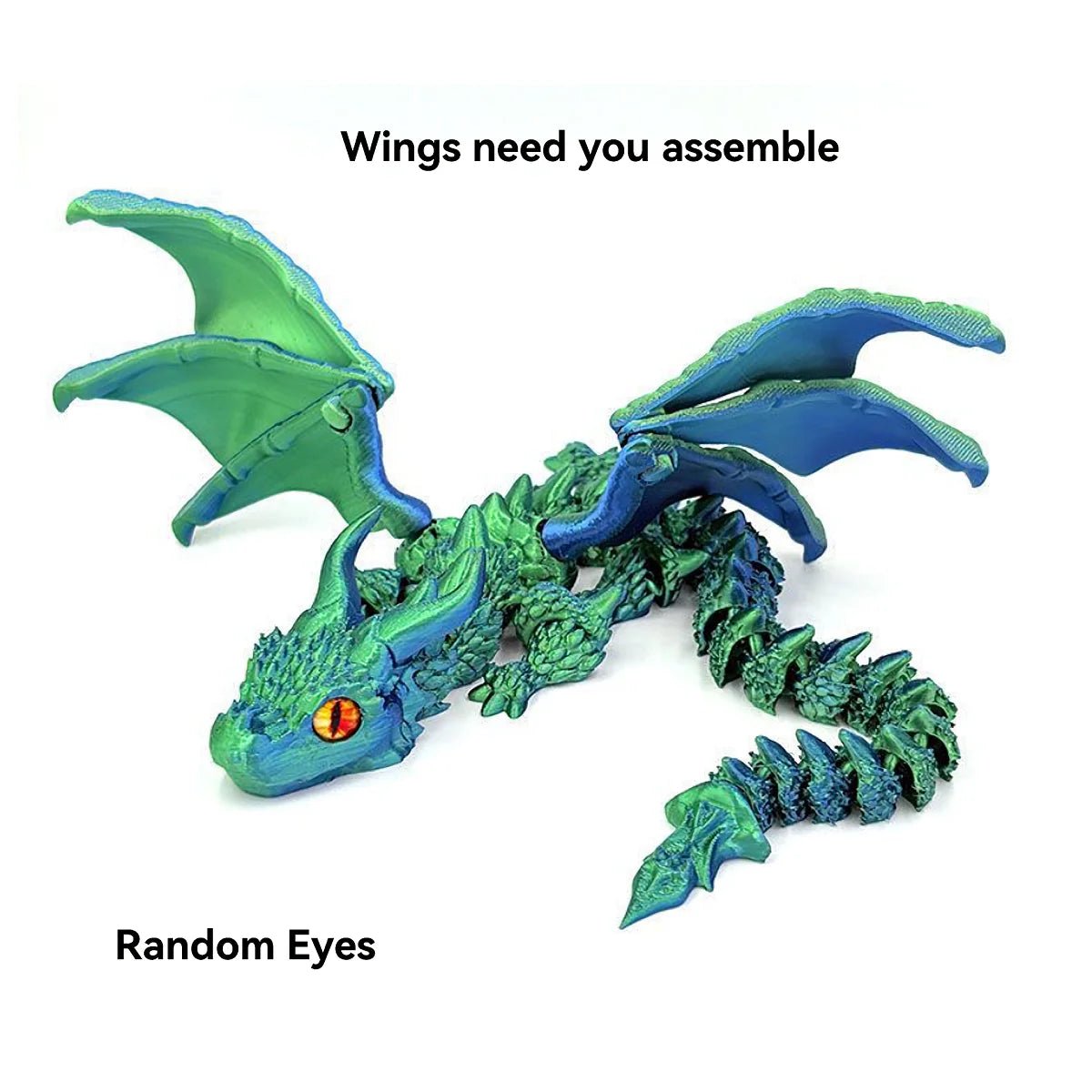 1pc 3D Printed Winged Carriage Dragon Figurine With Random Eyes, Art Deco Resin Dragon Sculpture, Tabletop Animal Theme Decor - LeeHT
