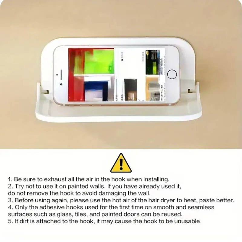1pc Foldable Wall-mounted Shelf, For Bathroom, Toilet, Kitchen, Bedside, No Drilling Phone Storage, Wifi Router Storage - LeeHT