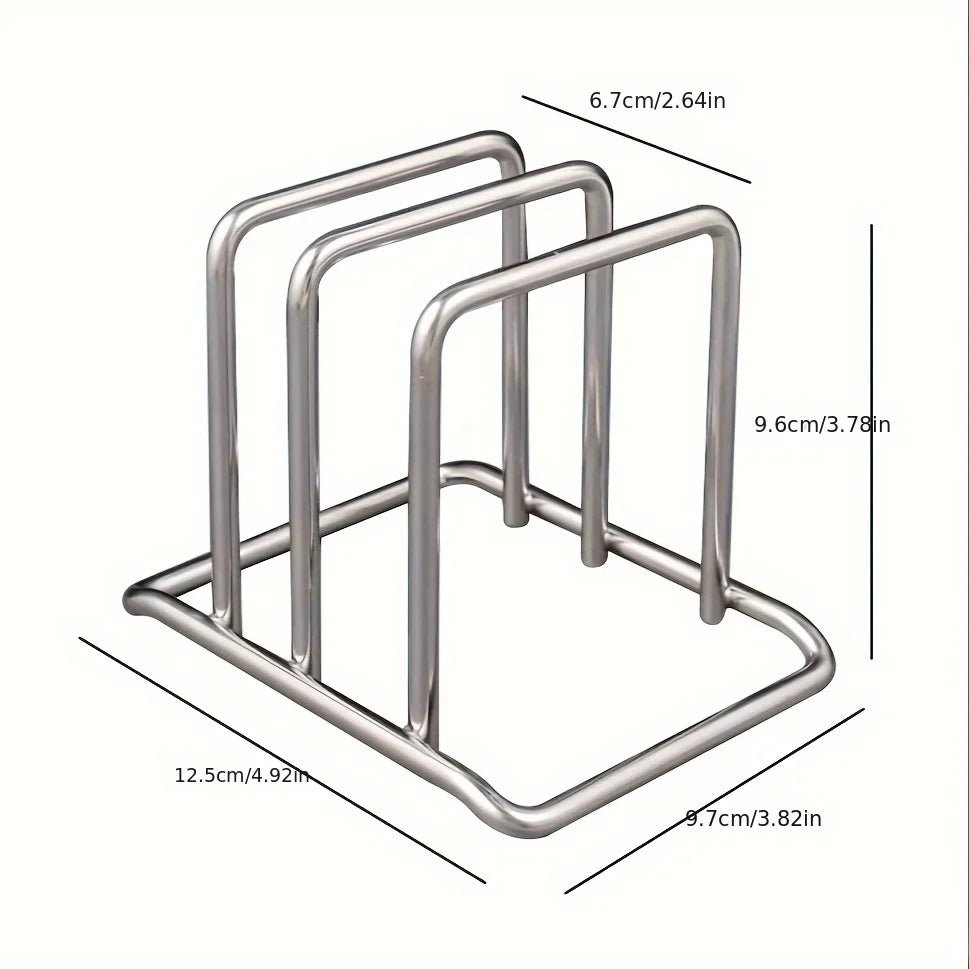 1pc Space-Saving Stainless Steel Pot Lid and Cutting Board Organizer Combo - Heavy-Duty Countertop Rack, kitchen organizer - LeeHT