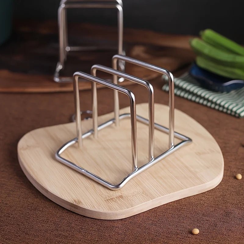 1pc Space-Saving Stainless Steel Pot Lid and Cutting Board Organizer Combo - Heavy-Duty Countertop Rack, kitchen organizer - LeeHT