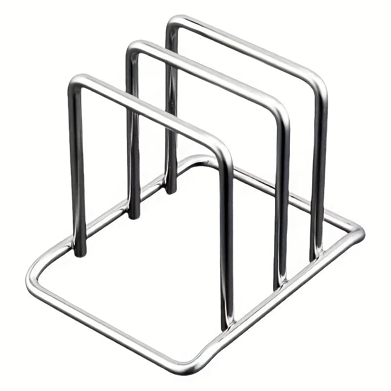 1pc Space-Saving Stainless Steel Pot Lid and Cutting Board Organizer Combo - Heavy-Duty Countertop Rack, kitchen organizer - LeeHT