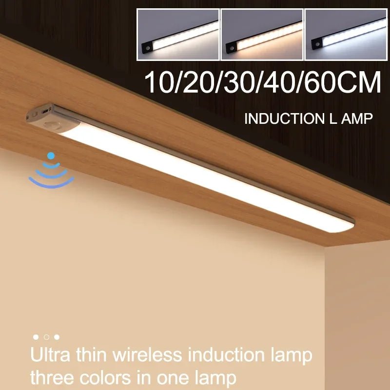 1pc Wireless Rechargeable LED Motion Sensor Cabinet Light - Ideal for Closet, Kitchen, Wardrobe, Stairs - Battery Operated Night - LeeHT