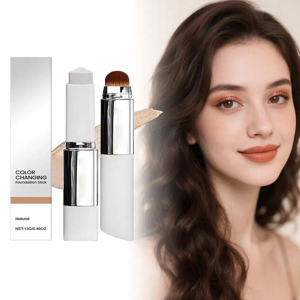 2-in-1 Color-Changing Foundation Stick Liquid Lightweight Moisturizing Brightening Foundation Color Changing For All Skin Types - LeeHT