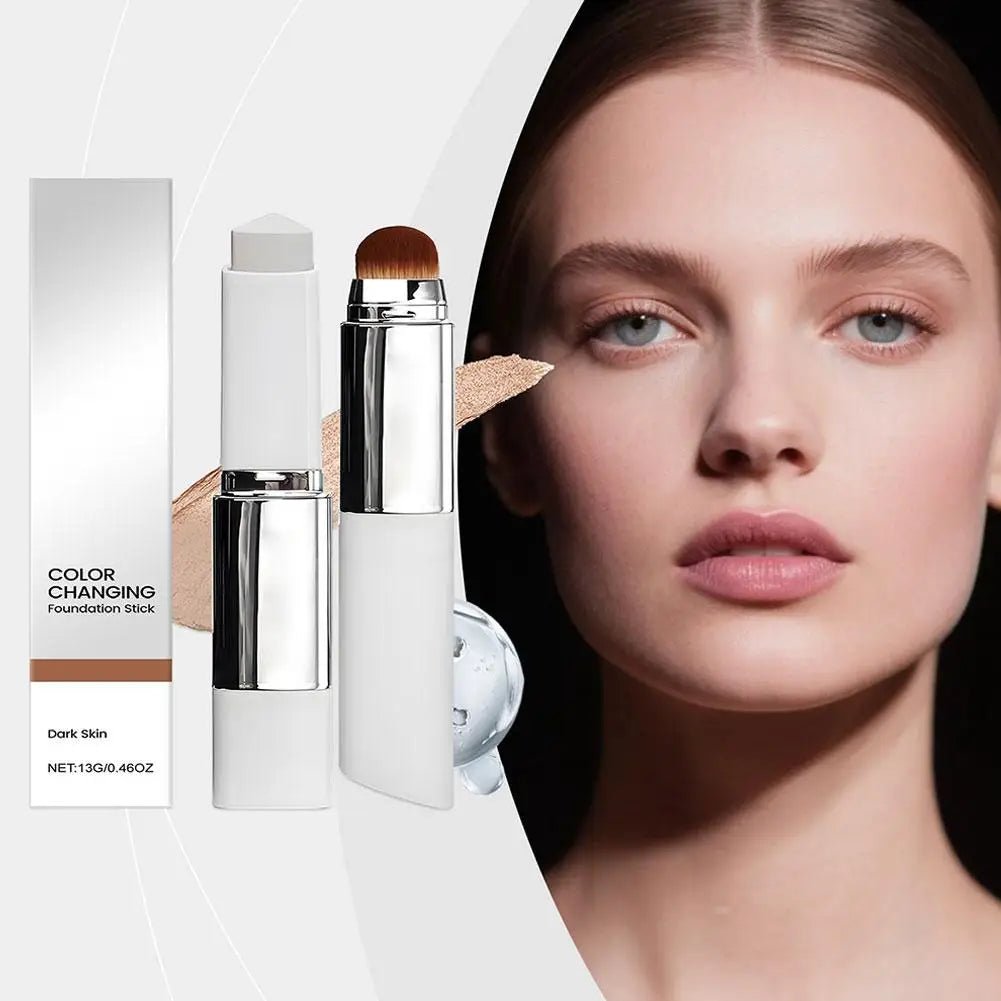 2-in-1 Color-Changing Foundation Stick Liquid Lightweight Moisturizing Brightening Foundation Color Changing For All Skin Types - LeeHT