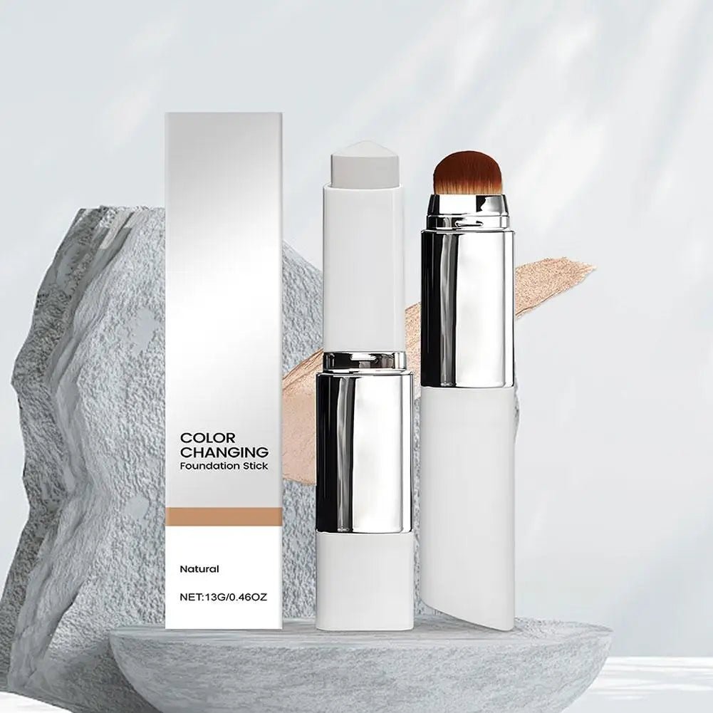 2-in-1 Color-Changing Foundation Stick Liquid Lightweight Moisturizing Brightening Foundation Color Changing For All Skin Types - LeeHT