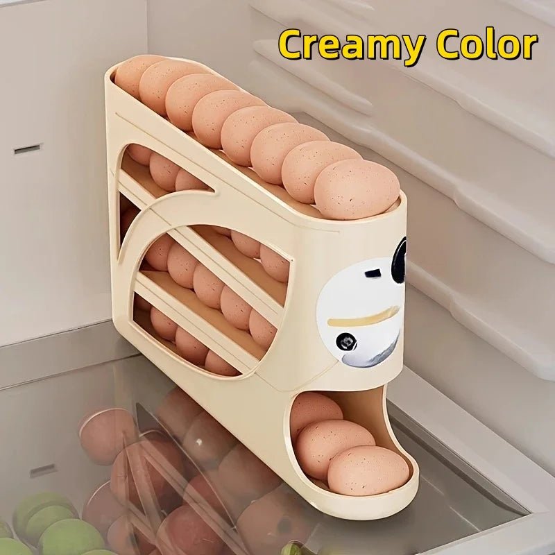 3-Tier Rolling Egg Storage Container for Refrigerator Holds 24 Eggs Organizer Rack Large Capacity Kitchen & Fridge Storage Box - LeeHT