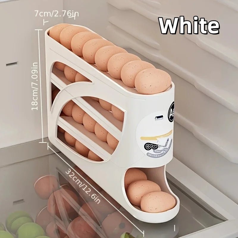 3-Tier Rolling Egg Storage Container for Refrigerator Holds 24 Eggs Organizer Rack Large Capacity Kitchen & Fridge Storage Box - LeeHT