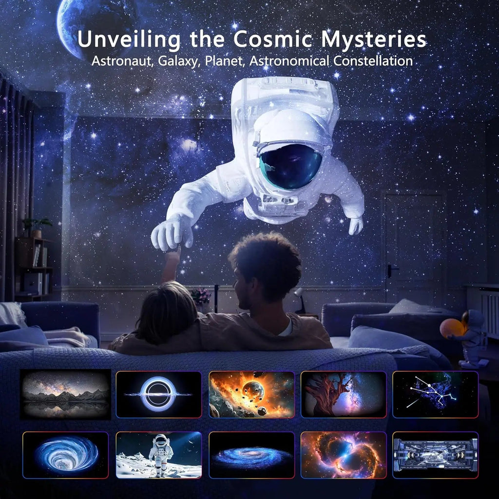 3D Dynamic Galaxy Projector, 3D Visual Star Projector Light with 90 Scenes, Planetarium Nightlight with Speaker for Room Decor - LeeHT