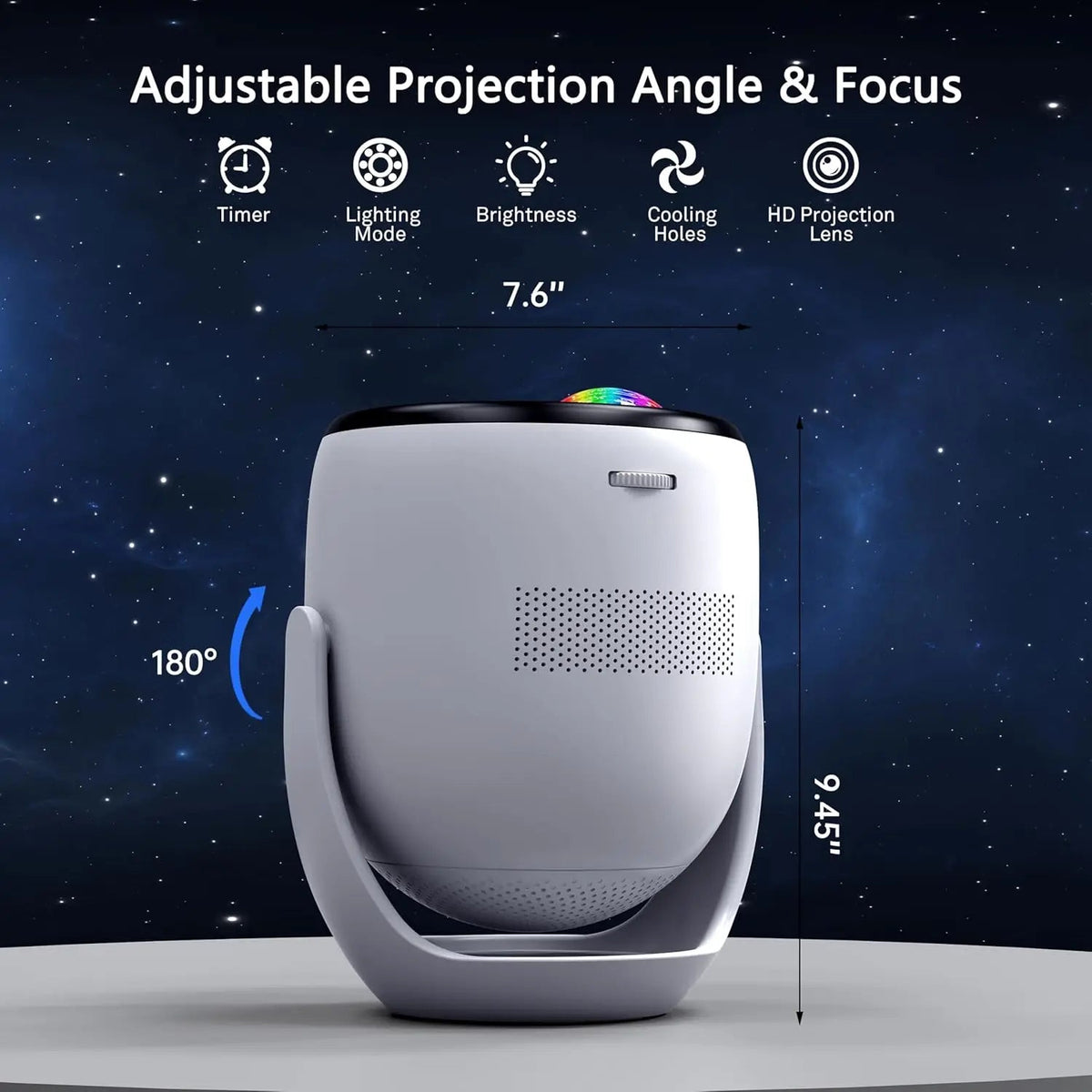 3D Dynamic Galaxy Projector, 3D Visual Star Projector Light with 90 Scenes, Planetarium Nightlight with Speaker for Room Decor - LeeHT