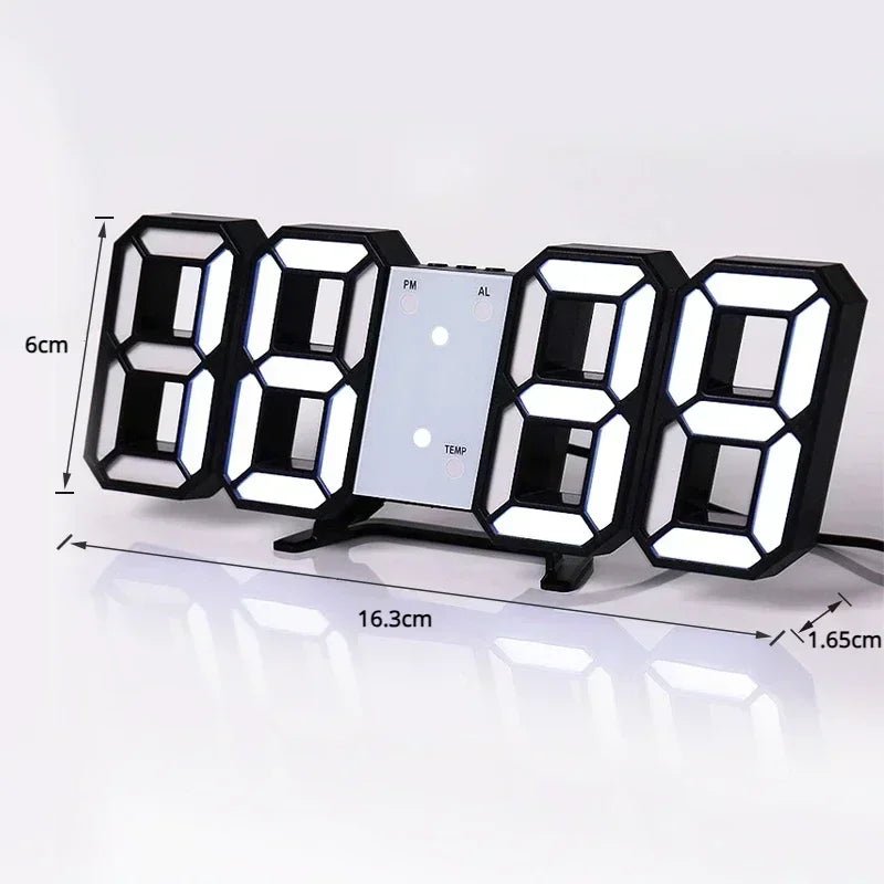 3D LED Digital Clock Wall Decoration Glow Night Mode Decoration for Bedroom Adjustable Electronic Watch Room Decor Aesthetics - LeeHT