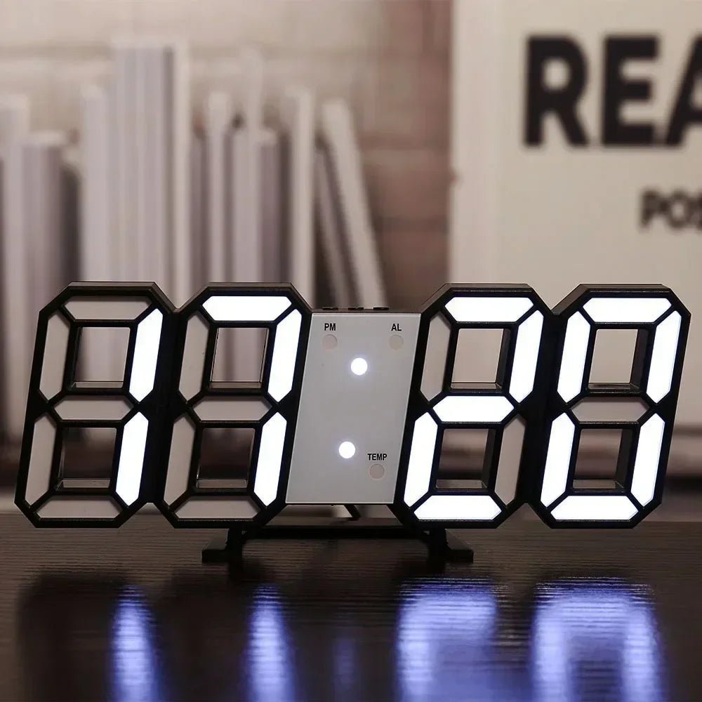 3D LED Digital Clock Wall Decoration Glow Night Mode Decoration for Bedroom Adjustable Electronic Watch Room Decor Aesthetics - LeeHT