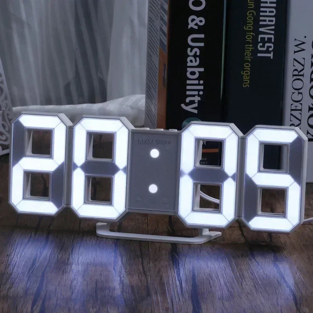 3D LED Digital Clock Wall Decoration Glow Night Mode Decoration for Bedroom Adjustable Electronic Watch Room Decor Aesthetics - LeeHT