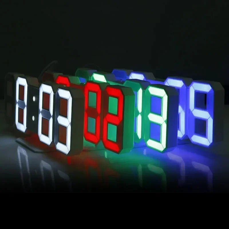 3D LED Digital Clock Wall Decoration Glow Night Mode Decoration for Bedroom Adjustable Electronic Watch Room Decor Aesthetics - LeeHT