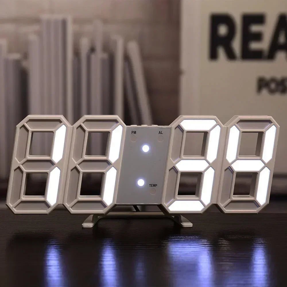 3D LED Digital Clock Wall Decoration Glow Night Mode Decoration for Bedroom Adjustable Electronic Watch Room Decor Aesthetics - LeeHT