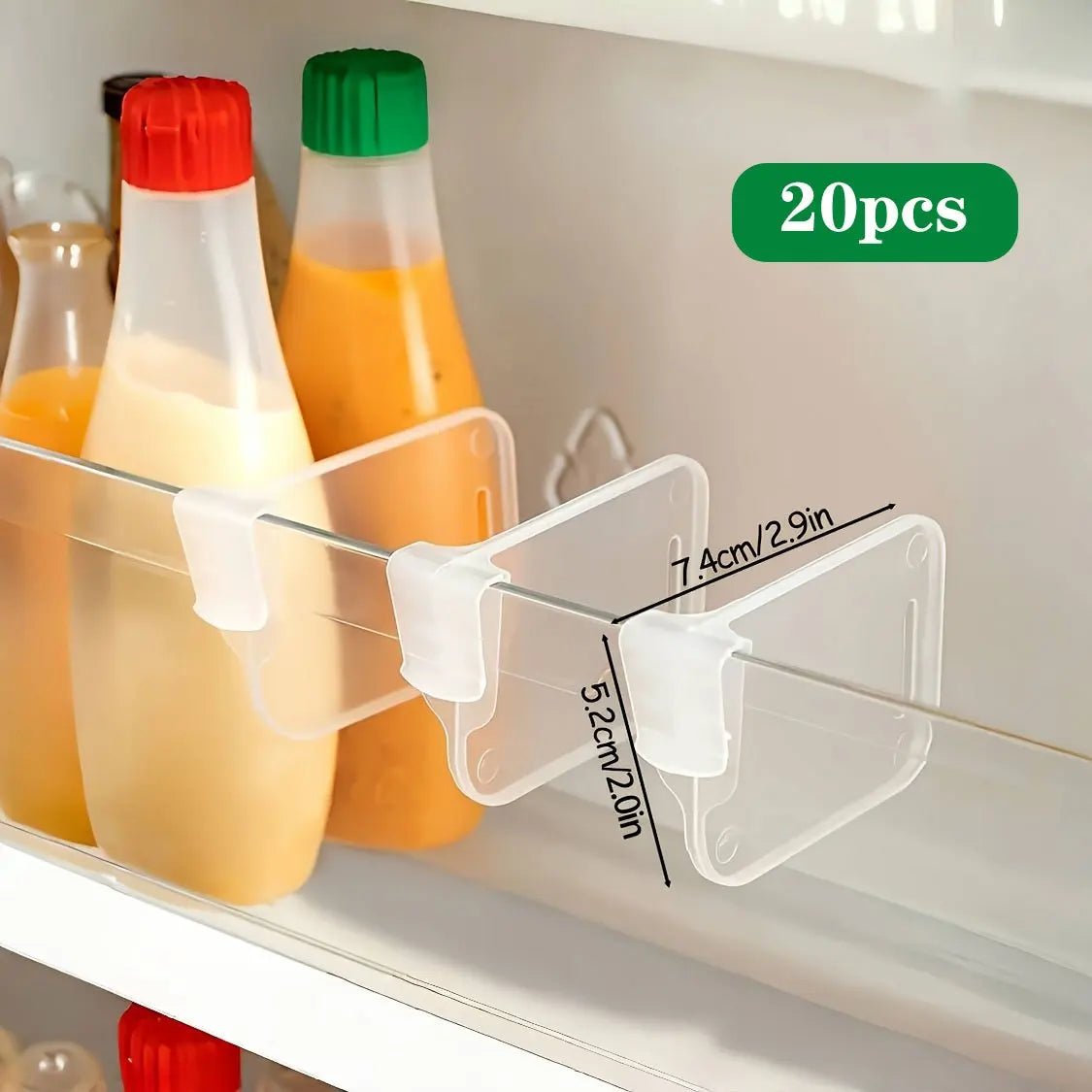 5 10 15 20PCS Sturdy Clear Refrigerator Organizer Dividers Adjustable Fridge Storage Kitchen Cabinets Space Saving Compartments - LeeHT