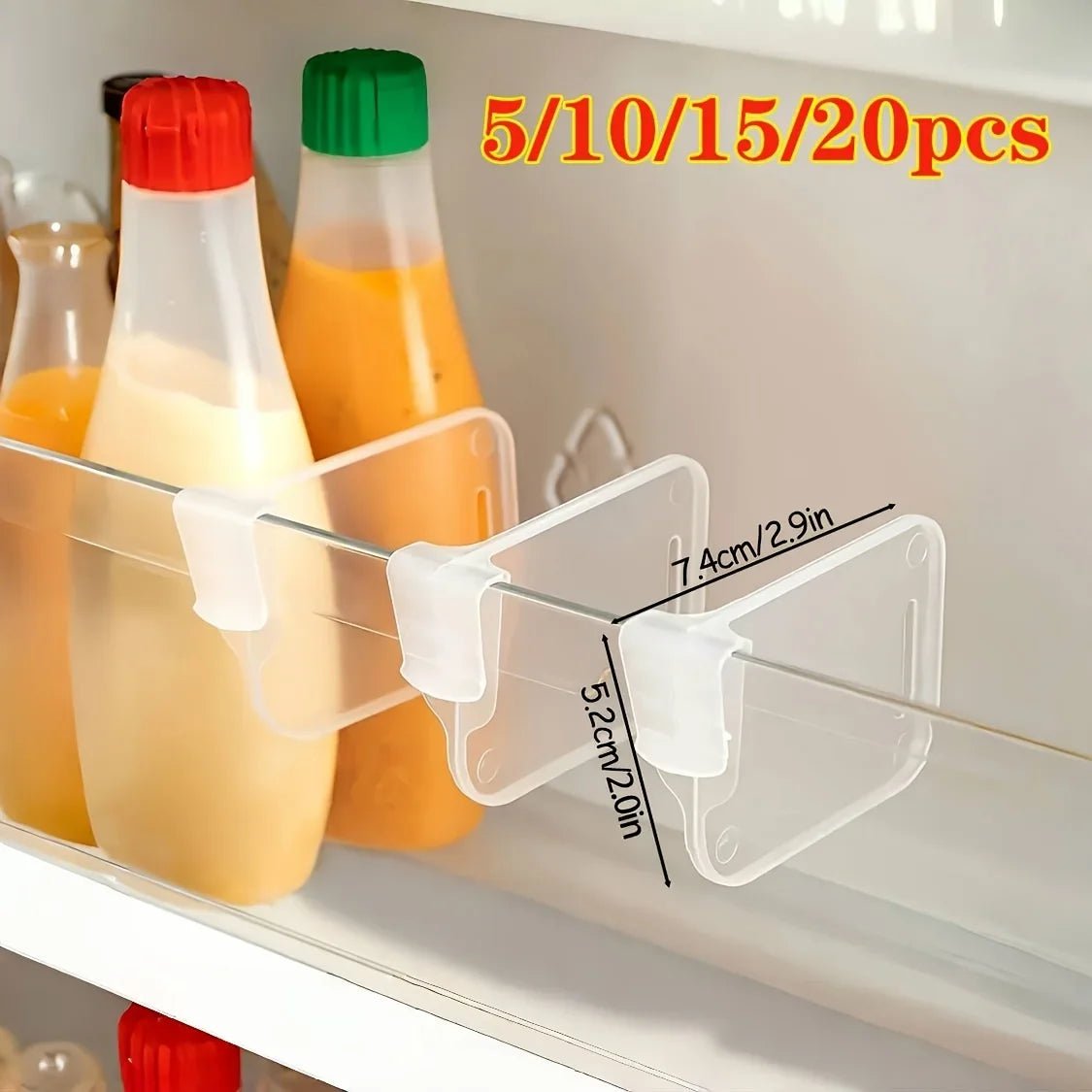 5 10 15 20PCS Sturdy Clear Refrigerator Organizer Dividers Adjustable Fridge Storage Kitchen Cabinets Space Saving Compartments - LeeHT