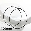 5 Sizes Stainless Steel Black Round Circle Hoop Earrings for Women Punk Exaggerated Smooth Statement Earring Gothic Jewelry Gift - LeeHT