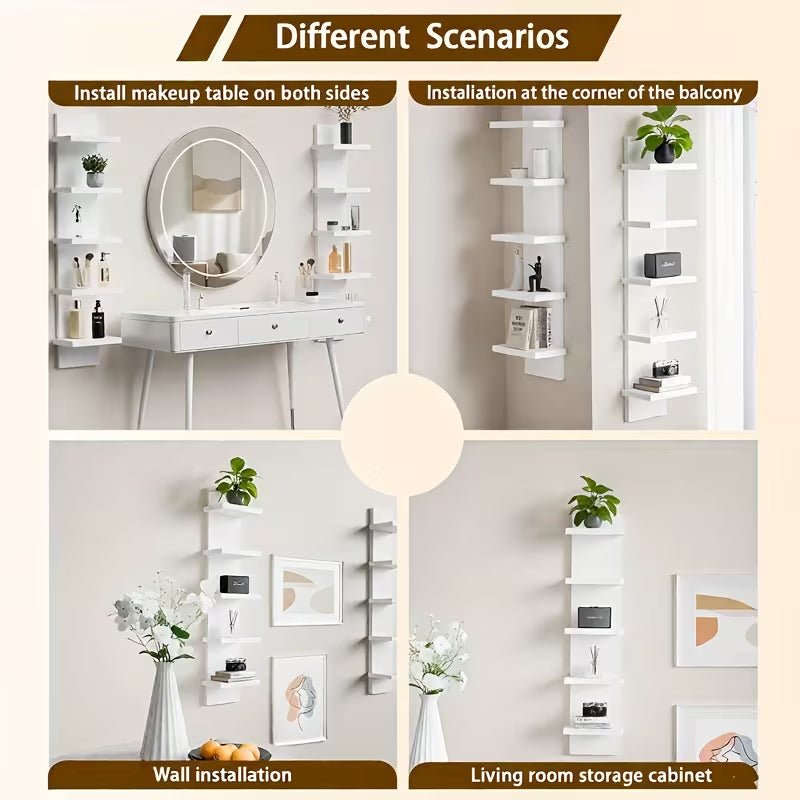 5-Tier Wall Floating Shelf 31.5", Wood-Style Display Rack for Books & Plants - LeeHT