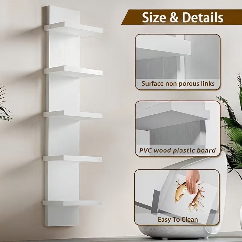 5-Tier Wall Floating Shelf 31.5", Wood-Style Display Rack for Books & Plants - LeeHT
