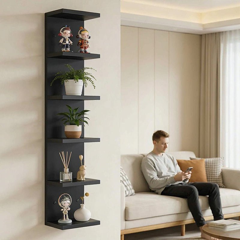 5-Tier Wall Floating Shelf 31.5", Wood-Style Display Rack for Books & Plants - LeeHT