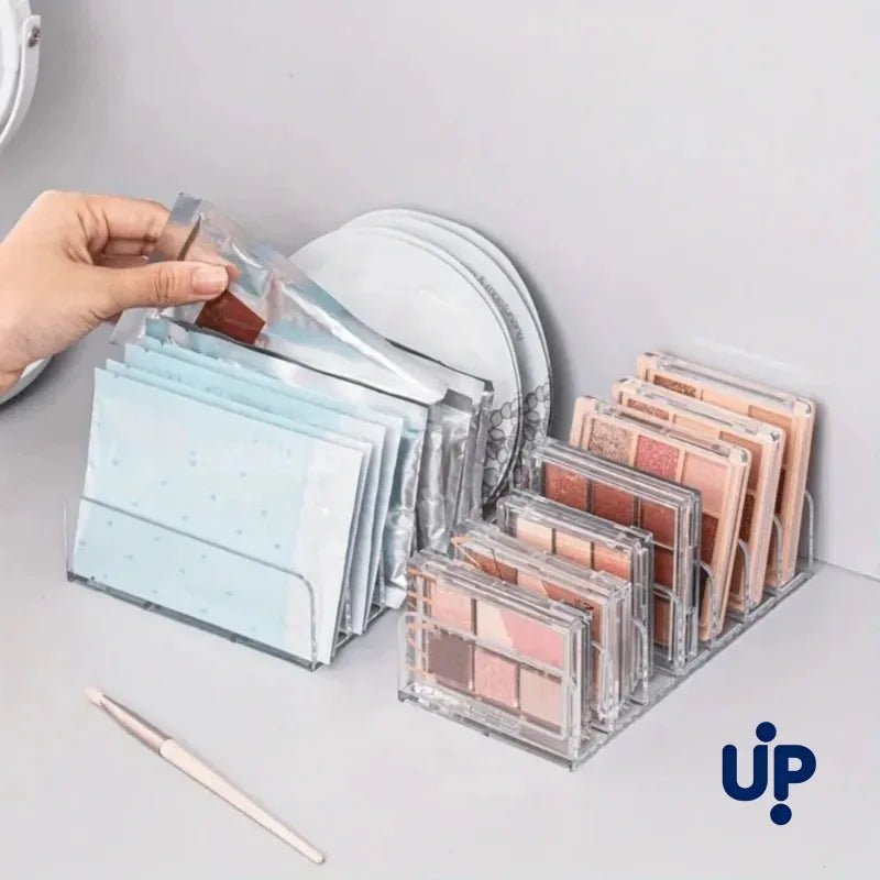 7-Slot Transparent Plastic Cosmetic Organizer Multi-Functional Makeup Holder for Home Office Bathroom Dressing Table Sorting - LeeHT