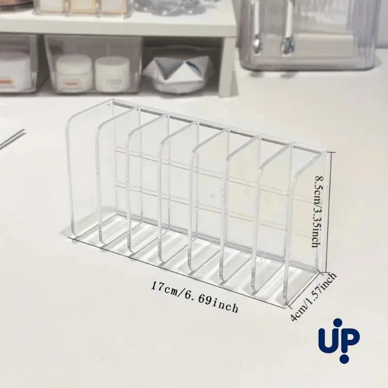 7-Slot Transparent Plastic Cosmetic Organizer Multi-Functional Makeup Holder for Home Office Bathroom Dressing Table Sorting - LeeHT