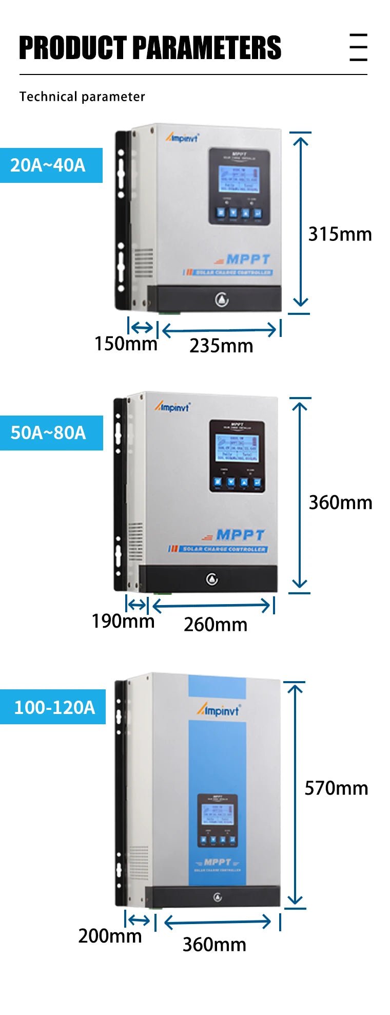 AP Series Mppt Solar Charge Controller 40A Auto 12/24/36/48V Battery System Solar Controller Mppt Charger - LeeHT